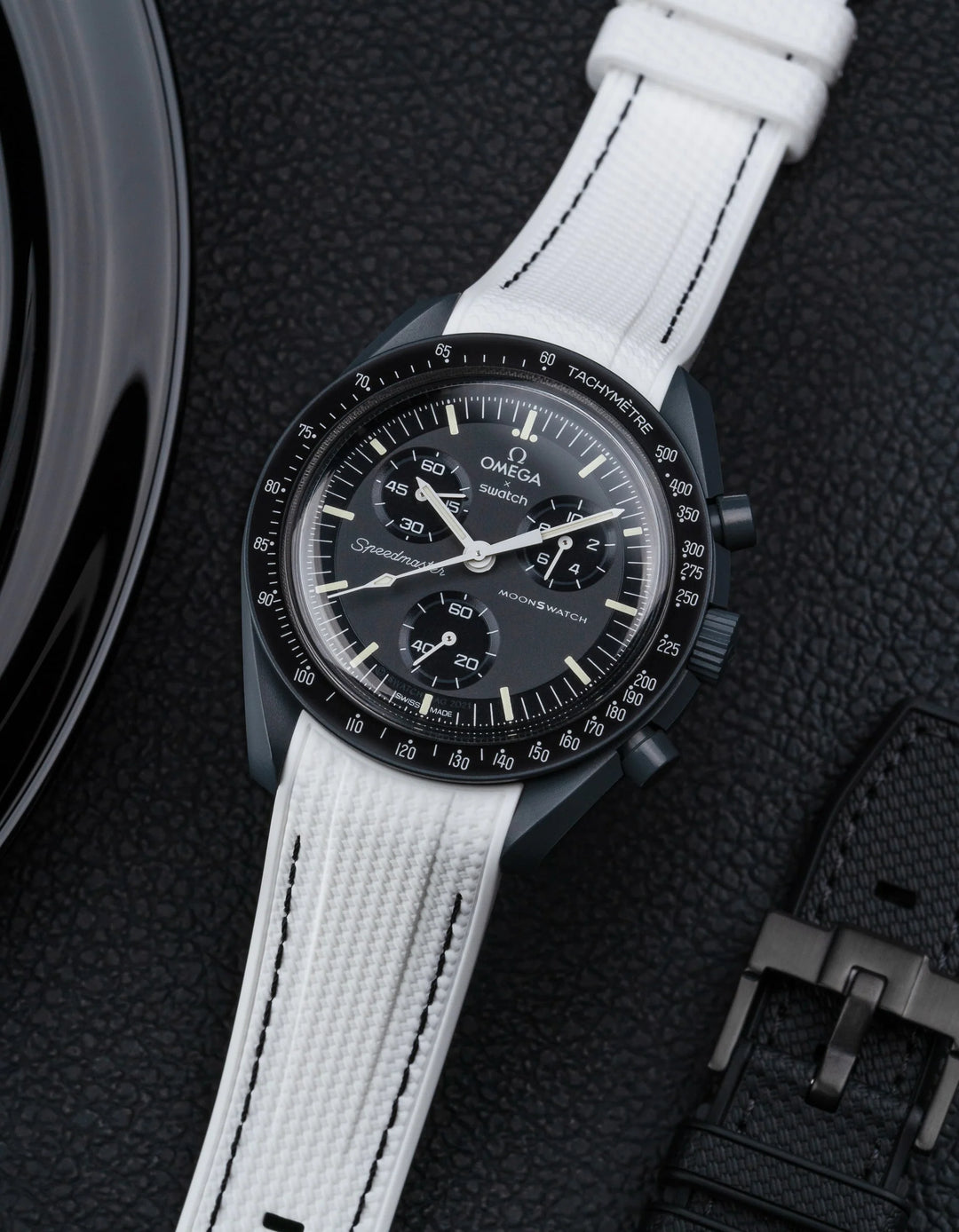 Rubber Flex Thread Curved Strap for Omega X Swatch MoonSwatch Mission to Mercury