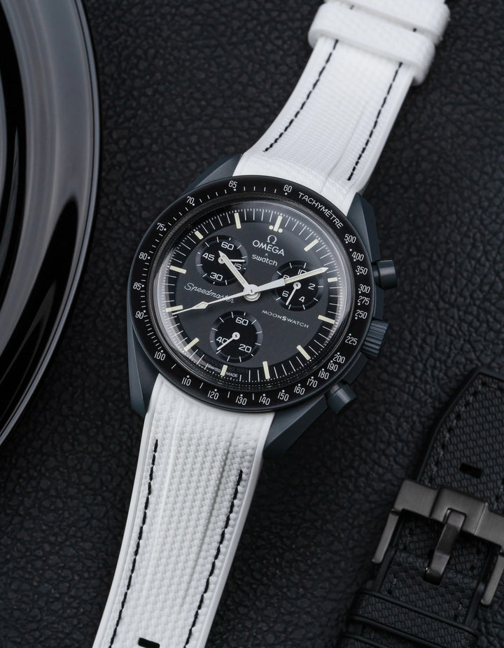 Rubber Flex Thread Curved Strap for Omega X Swatch MoonSwatch Mission to Mercury