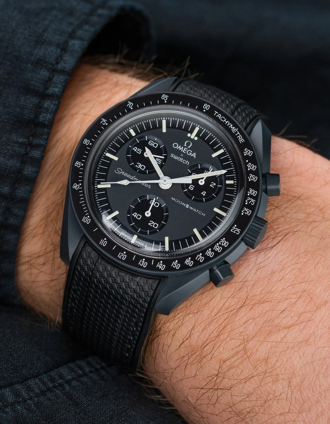 Rubber Flex Thread Curved Strap for Omega X Swatch MoonSwatch Mission to Mercury