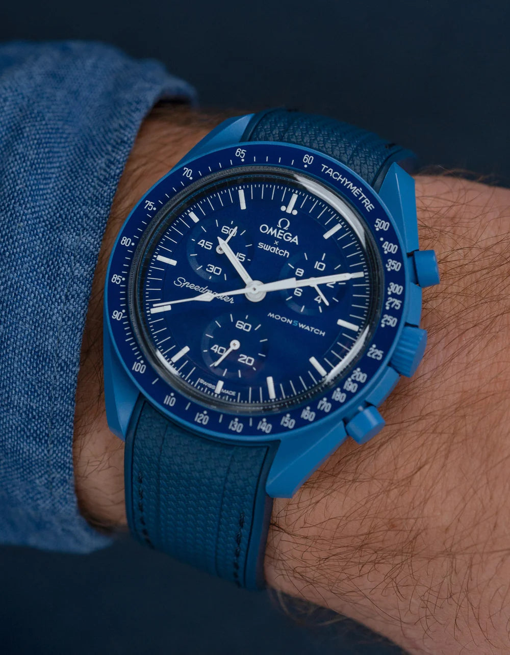 Rubber Flex Thread Curved Strap for Omega X Swatch MoonSwatch Mission to Mercury
