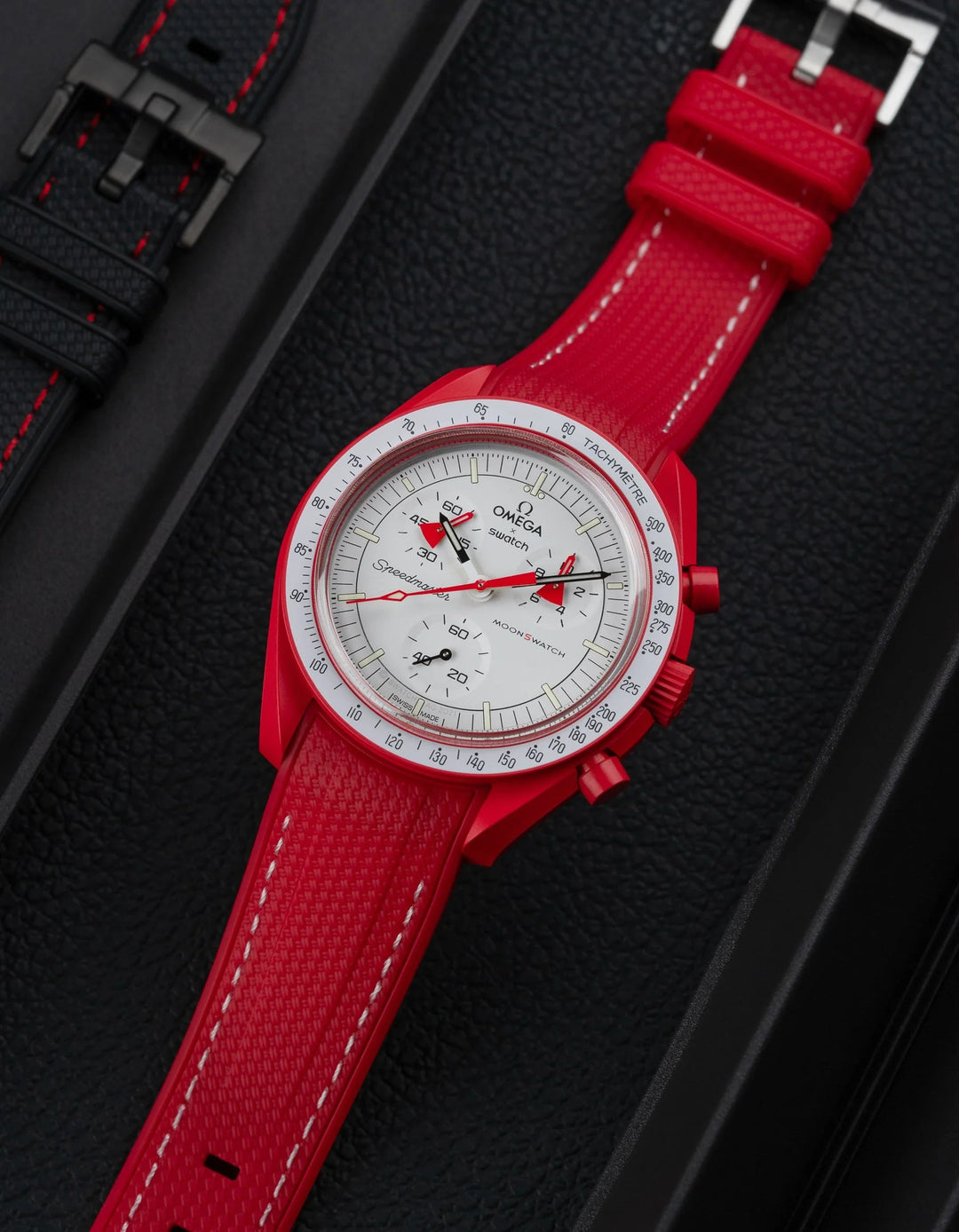 Rubber Flex Thread Curved Strap for Omega X Swatch MoonSwatch Mission to Mars