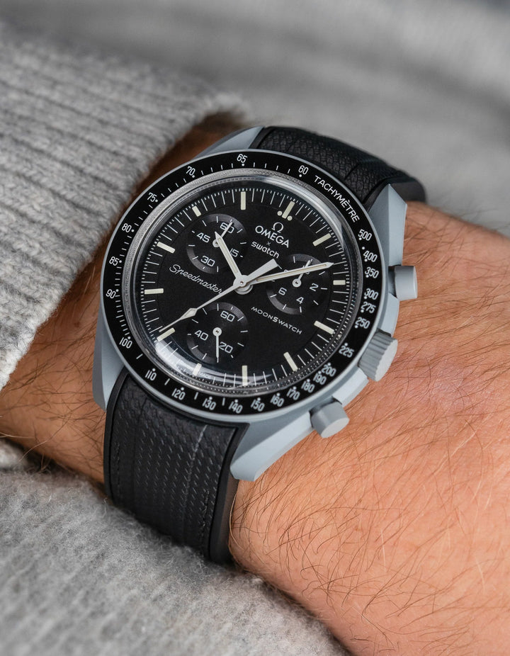 Rubber Flex Thread Curved Strap for Omega X Swatch MoonSwatch Mission to the Moon