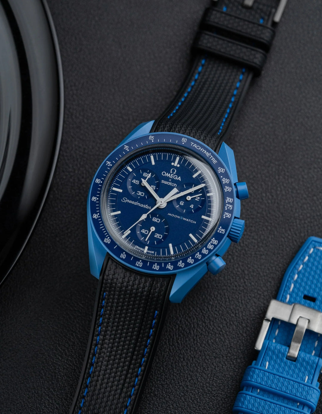 Rubber Flex Thread Curved Strap for Omega X Swatch MoonSwatch Mission To Neptune