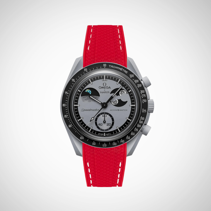 Rubber Flex Thread Curved Strap for Omega X Swatch MoonSwatch Mission To Earth Phase