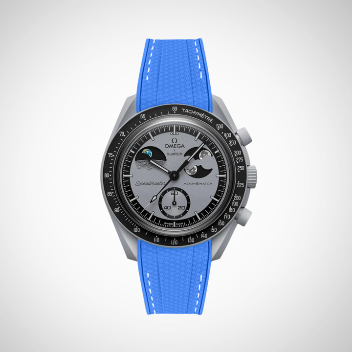 Rubber Flex Thread Curved Strap for Omega X Swatch MoonSwatch Mission To Earth Phase