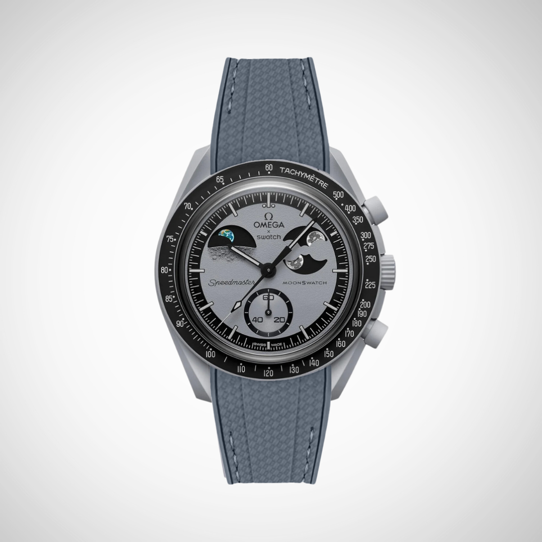 Rubber Flex Thread Curved Strap for Omega X Swatch MoonSwatch Mission To Earth Phase
