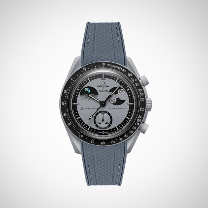 Rubber Flex Thread Curved Strap for Omega X Swatch MoonSwatch Mission To Earth Phase