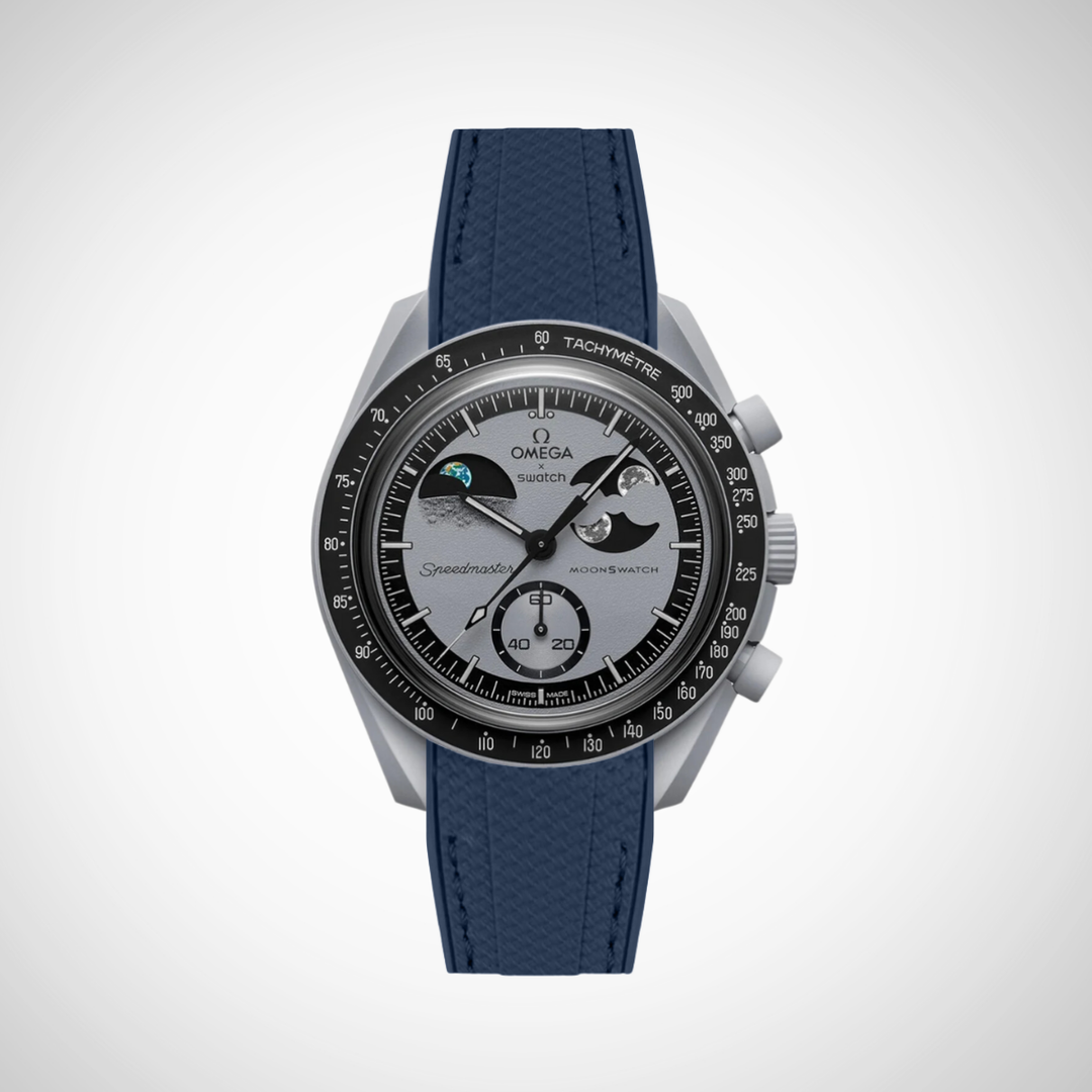Rubber Flex Thread Curved Strap for Omega X Swatch MoonSwatch Mission To Earth Phase