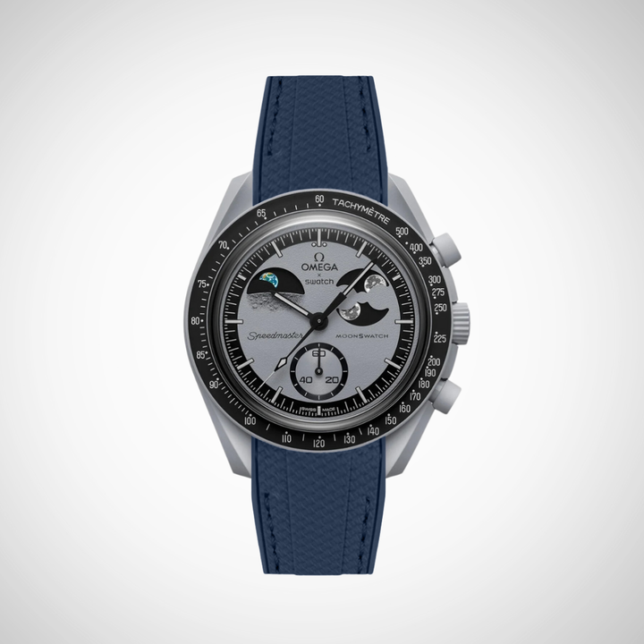 Rubber Flex Thread Curved Strap for Omega X Swatch MoonSwatch Mission To Earth Phase