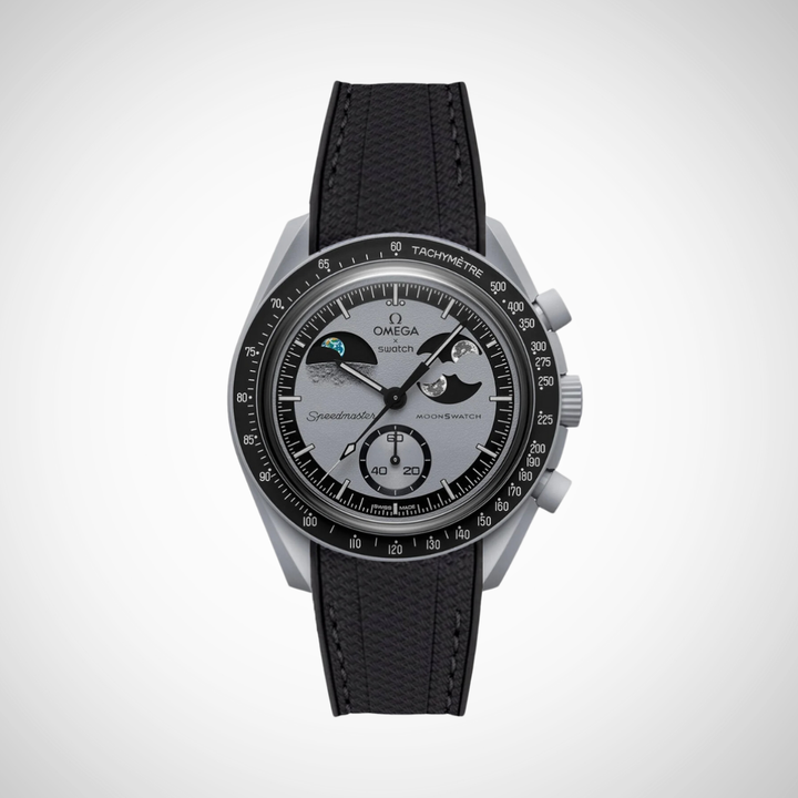 Rubber Flex Thread Curved Strap for Omega X Swatch MoonSwatch Mission To Earth Phase