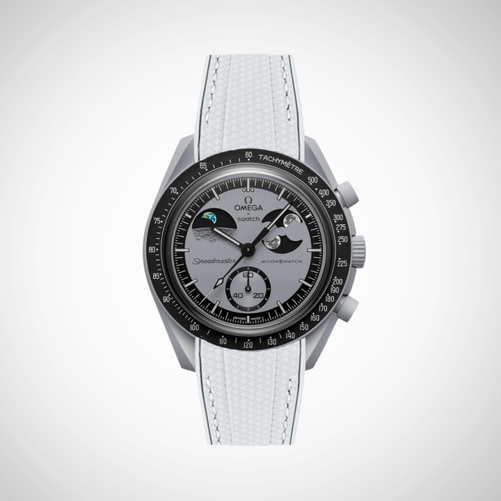 Rubber Flex Thread Curved Strap for Omega X Swatch MoonSwatch Mission To Earth Phase
