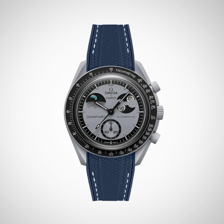 Rubber Flex Thread Curved Strap for Omega X Swatch MoonSwatch Mission To Earth Phase
