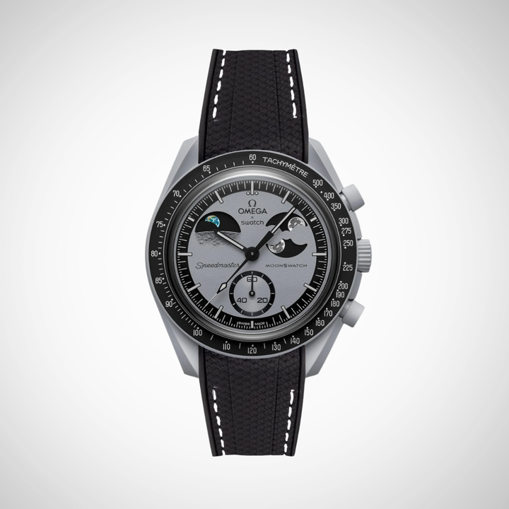 Rubber Flex Thread Curved Strap for Omega X Swatch MoonSwatch Mission To Earth Phase