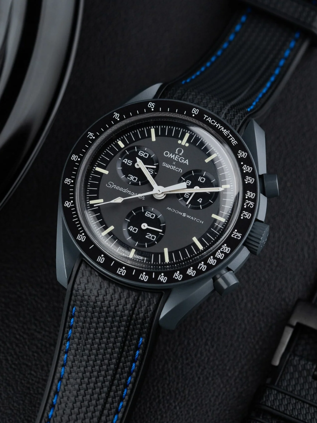 Rubber Flex Thread Curved Strap for Omega X Swatch MoonSwatch Mission to Uranus