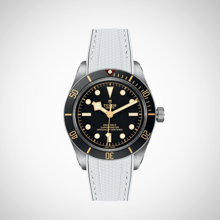 Rubber Flex Thread Curved Strap for Tudor Black Bay 58 Black