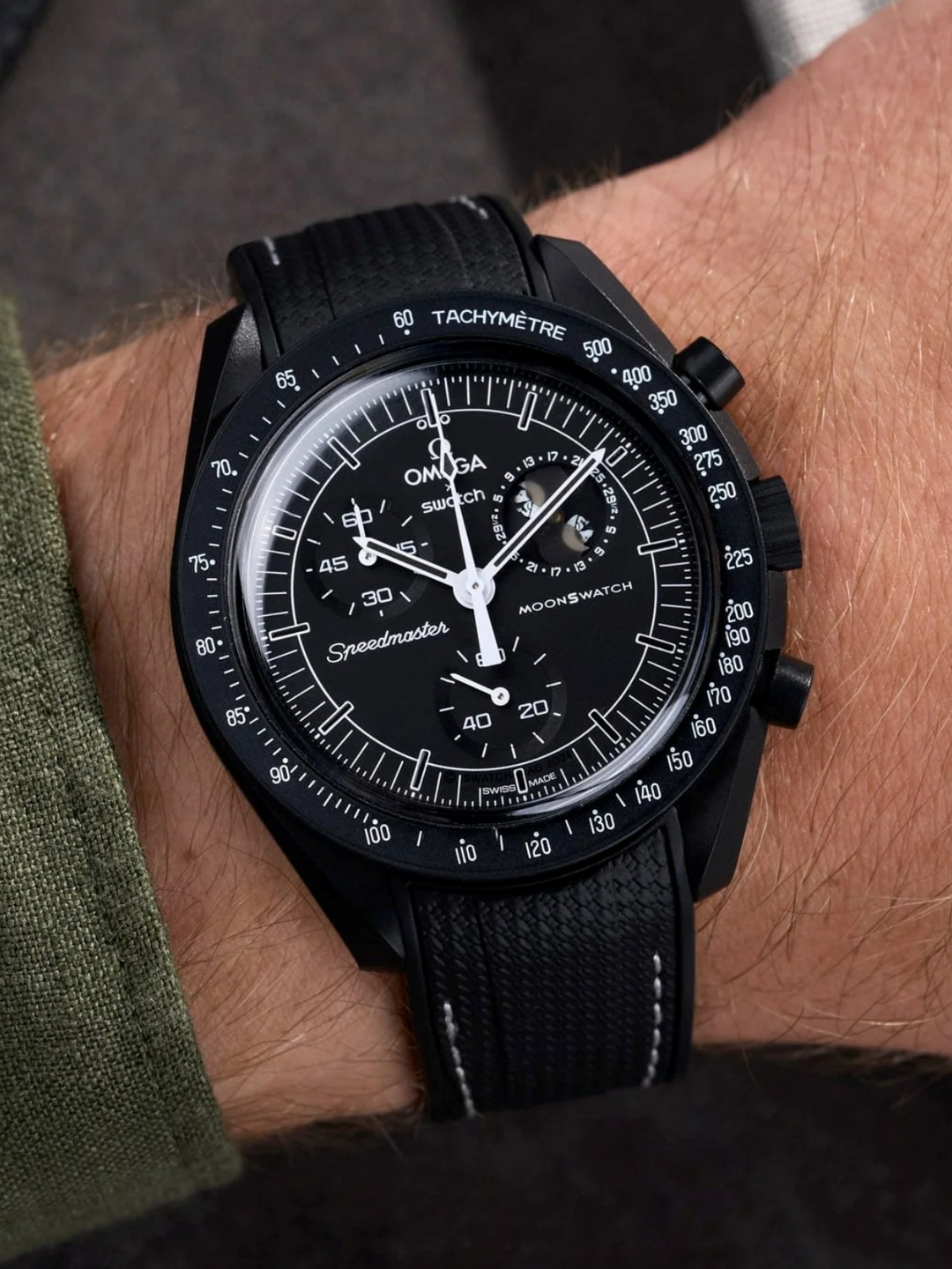 Rubber Flex Thread Curved Strap for Omega X Swatch MoonSwatch New Moon