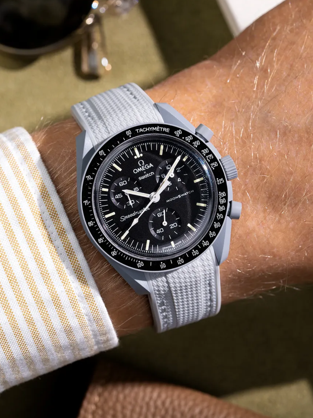 Rubber Flex Thread Curved Strap for Omega X Swatch MoonSwatch Mission to The Moonphase