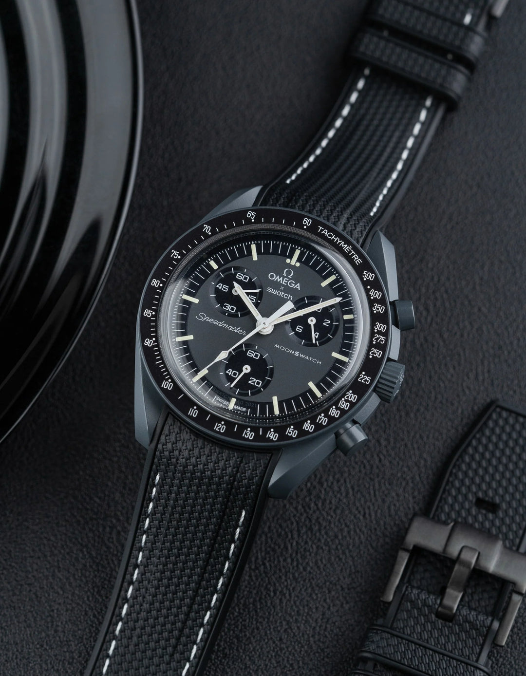 Rubber Flex Thread Curved Strap for Omega X Swatch MoonSwatch Mission to Mercury