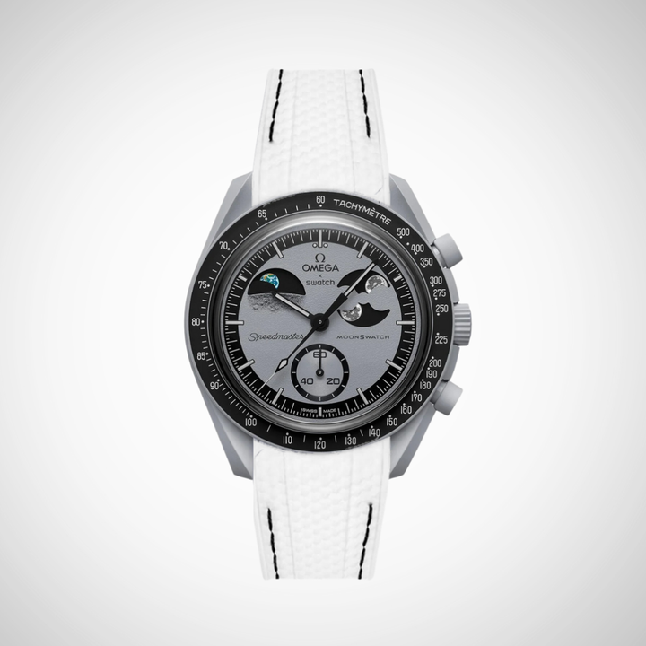 Rubber Flex Thread Curved Strap for Omega X Swatch MoonSwatch Mission To Earth Phase