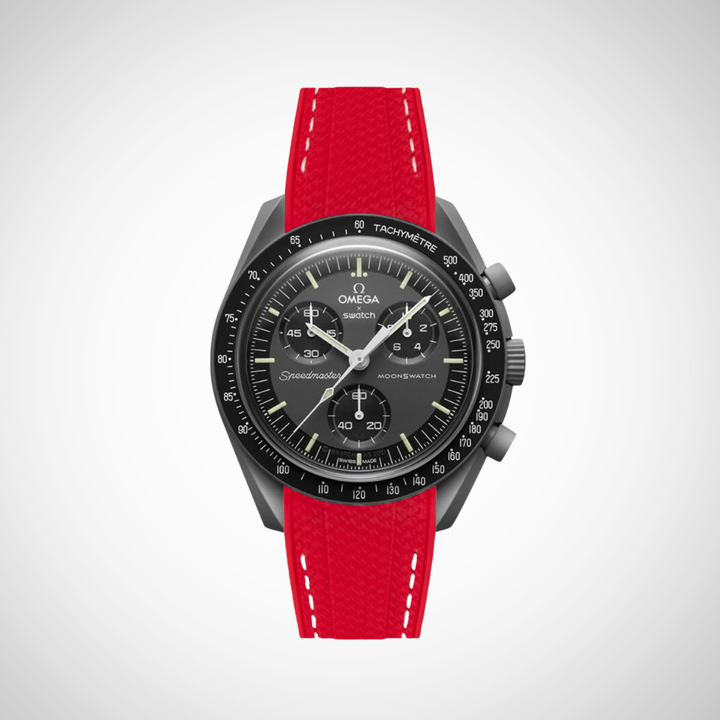Rubber Flex Thread Curved Strap for Omega X Swatch MoonSwatch Mission to Mercury