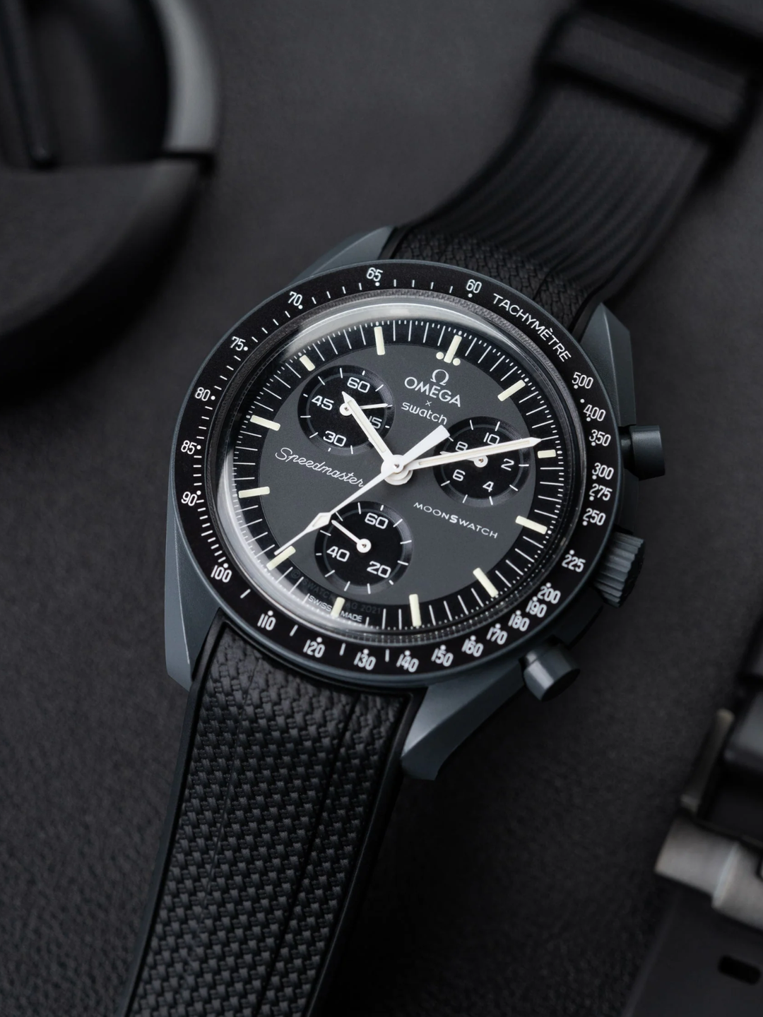 Rubber Flex Thread Curved Strap for Omega X Swatch MoonSwatch Mission to The Moonphase