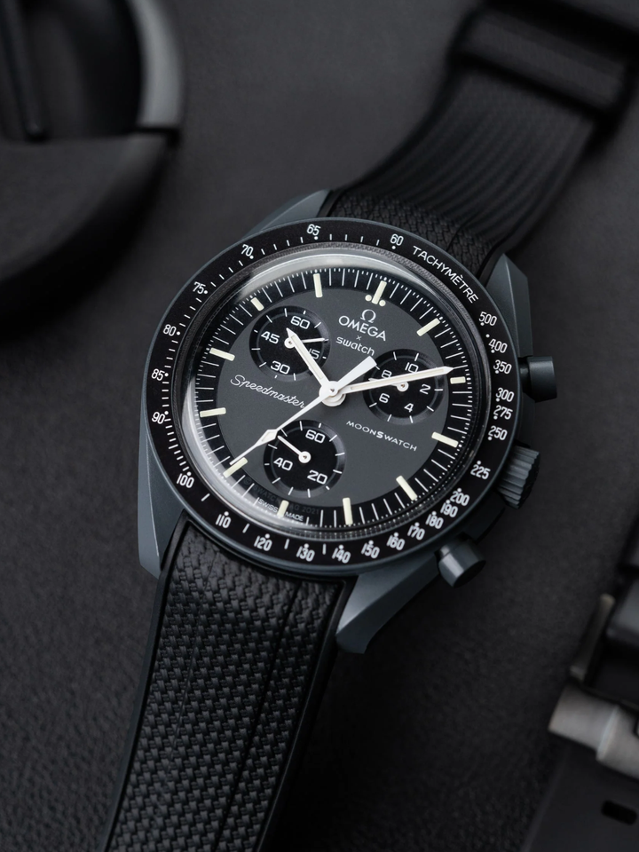 Rubber Flex Thread Curved Strap for Omega X Swatch MoonSwatch Mission to The Moonphase