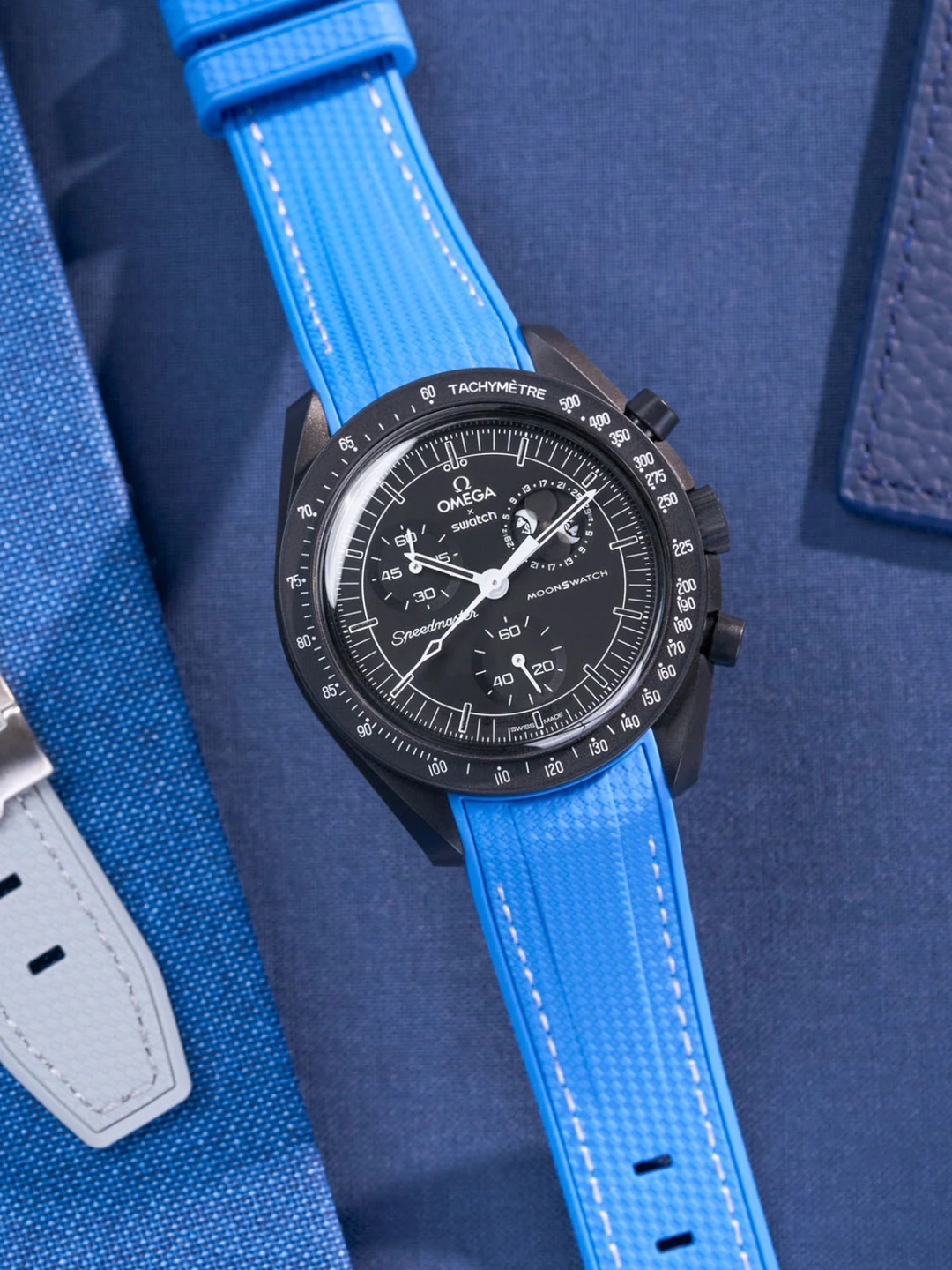 Rubber Flex Thread Curved Strap for Omega X Swatch MoonSwatch Mission to the Moon
