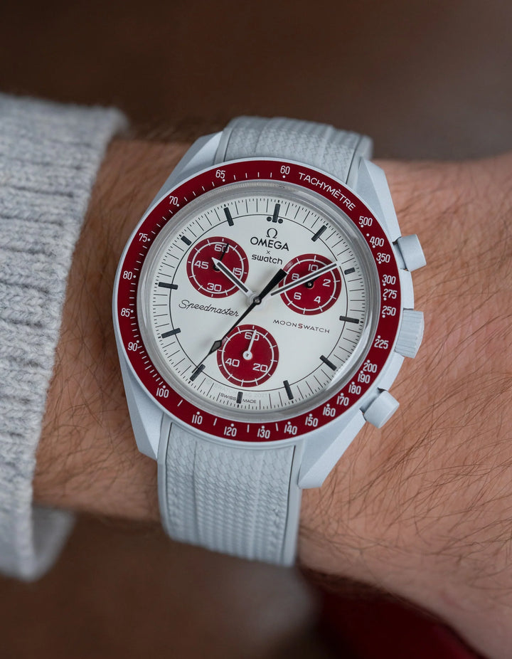 Rubber Flex Thread Curved Strap for Omega X Swatch MoonSwatch Mission to Pluto