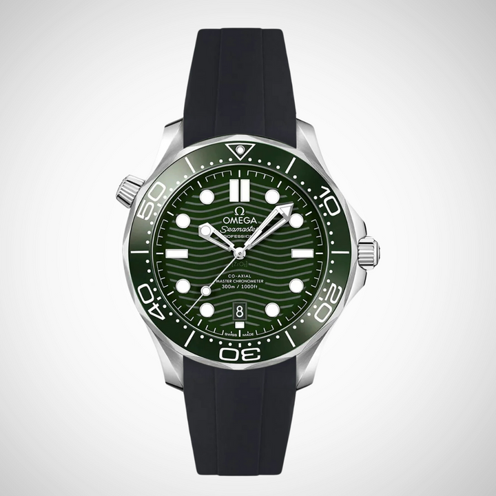 FKM Rubber Curved Strap for Omega Seamaster Diver 300 42mm - Green Dial