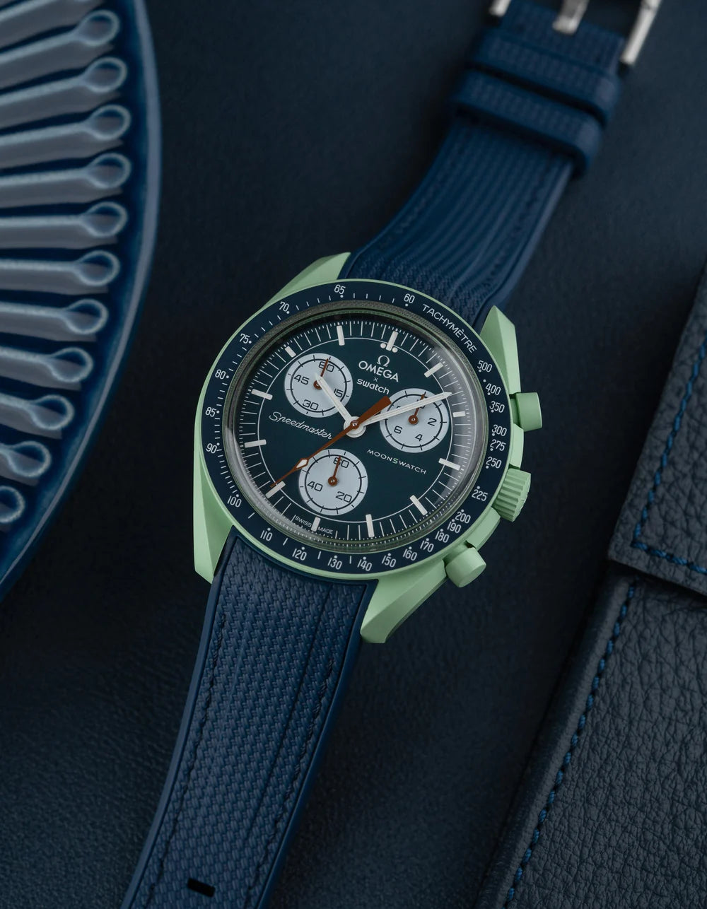 Rubber Flex Thread Curved Strap for Omega X Swatch MoonSwatch Mission on Earth