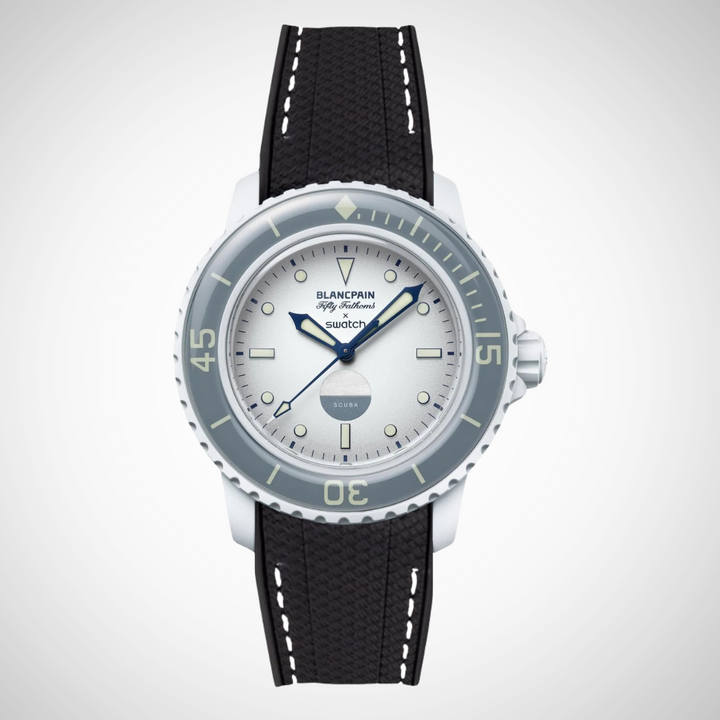 Rubber Flex Thread Curved Strap for Blancpain X Swatch Antarctic Ocean