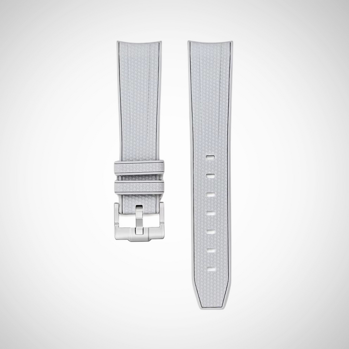Rubber Flex Thread 20mm Curved Strap - Light Grey