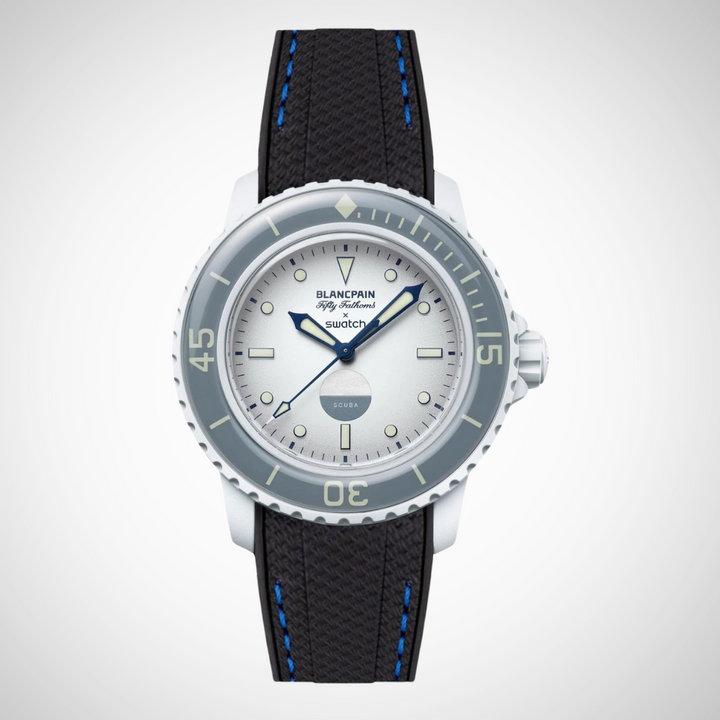 Rubber Flex Thread Curved Strap for Blancpain X Swatch Antarctic Ocean