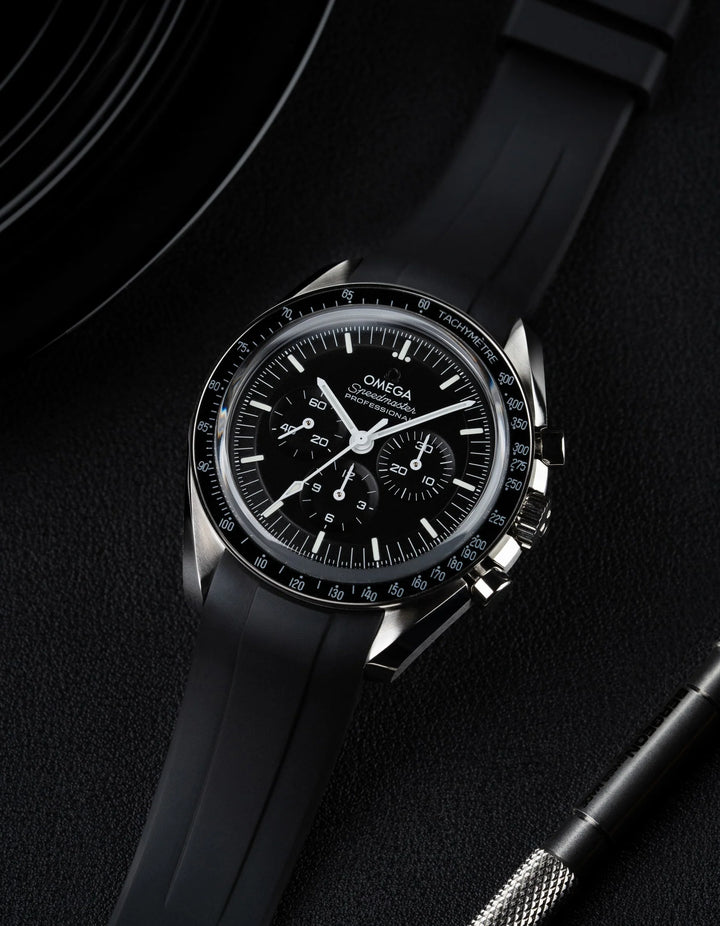 FKM Rubber 20mm Curved Strap - Noir Black