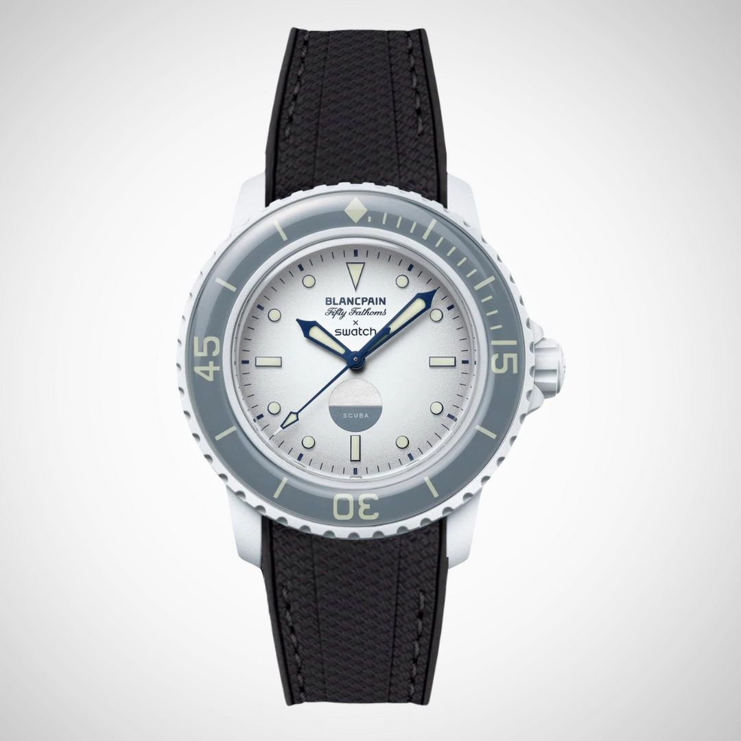 Rubber Flex Thread Curved Strap for Blancpain X Swatch Antarctic Ocean