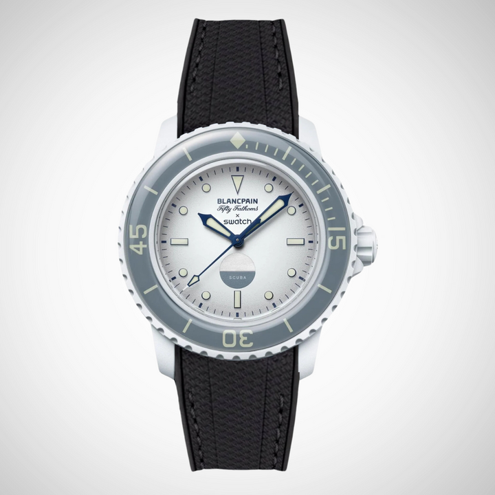 Rubber Flex Thread Curved Strap for Blancpain X Swatch Antarctic Ocean