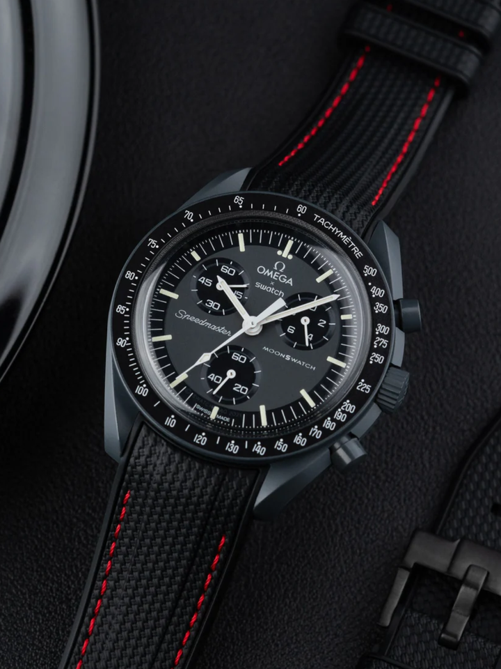 Rubber Flex Thread Curved Strap for Omega X Swatch MoonSwatch Mission to Mars