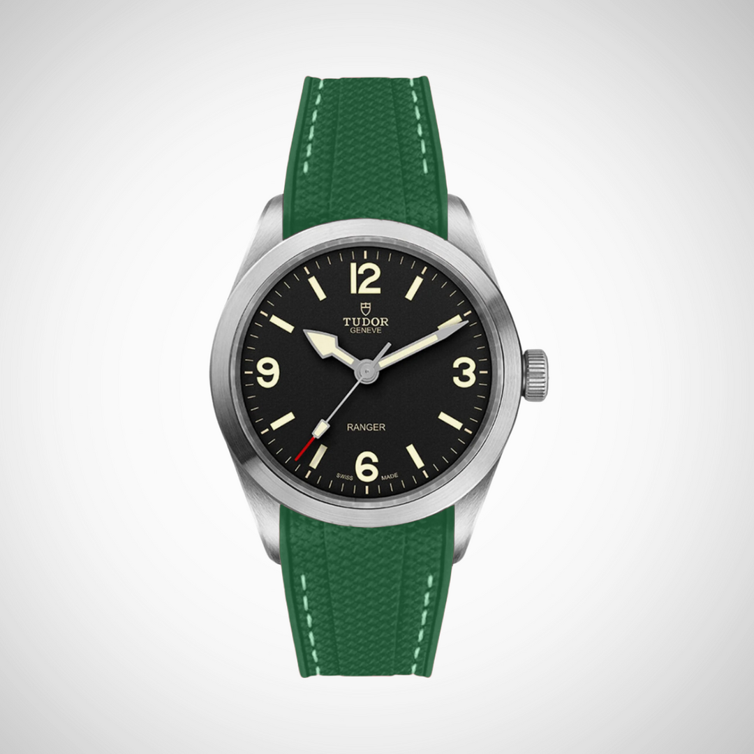 Rubber Flex Thread Curved Strap for Tudor Ranger 39mm