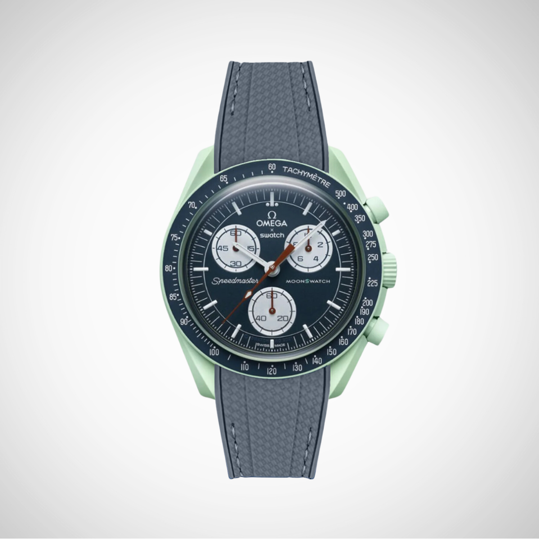 Rubber Flex Thread Curved Strap for Omega X Swatch MoonSwatch Mission on Earth