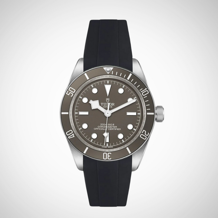 FKM Rubber Curved Strap For Tudor Black Bay 58 Silver
