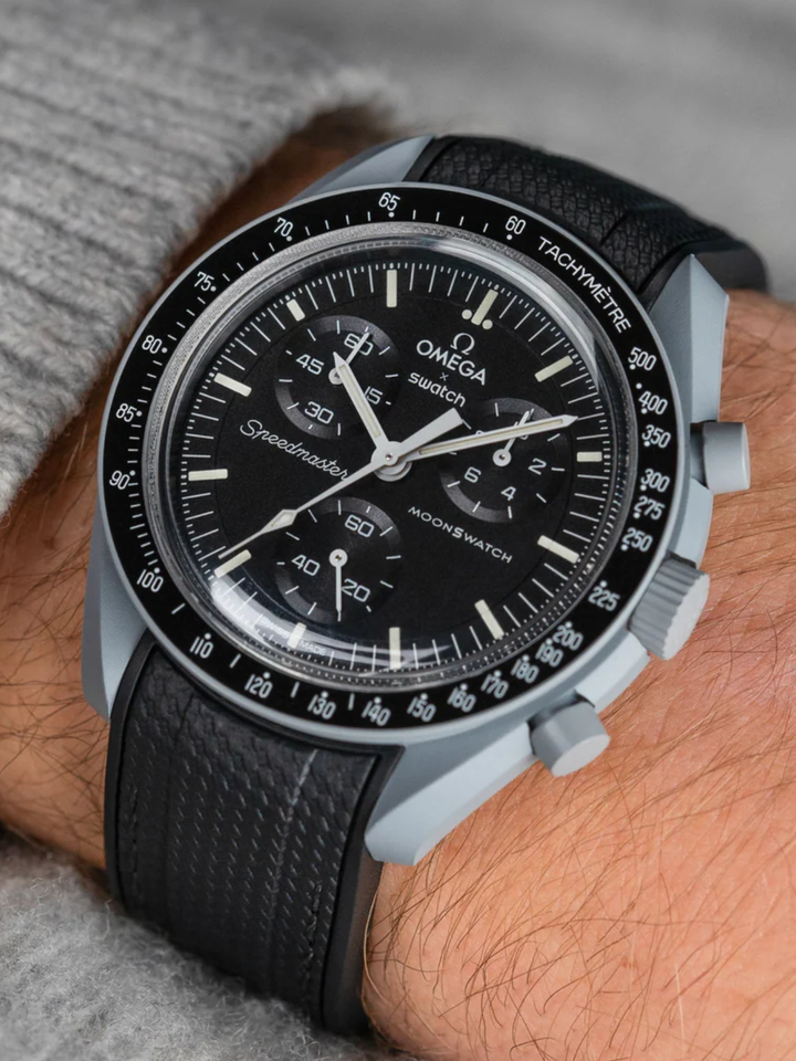 Rubber Flex Thread Curved Strap for Omega X Swatch MoonSwatch Mission on Earth