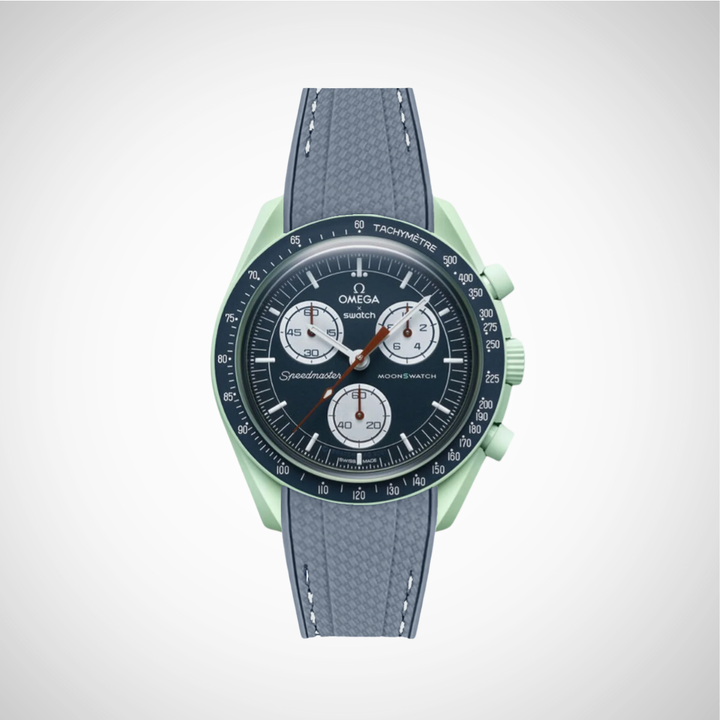 Rubber Flex Thread Curved Strap for Omega X Swatch MoonSwatch Mission on Earth