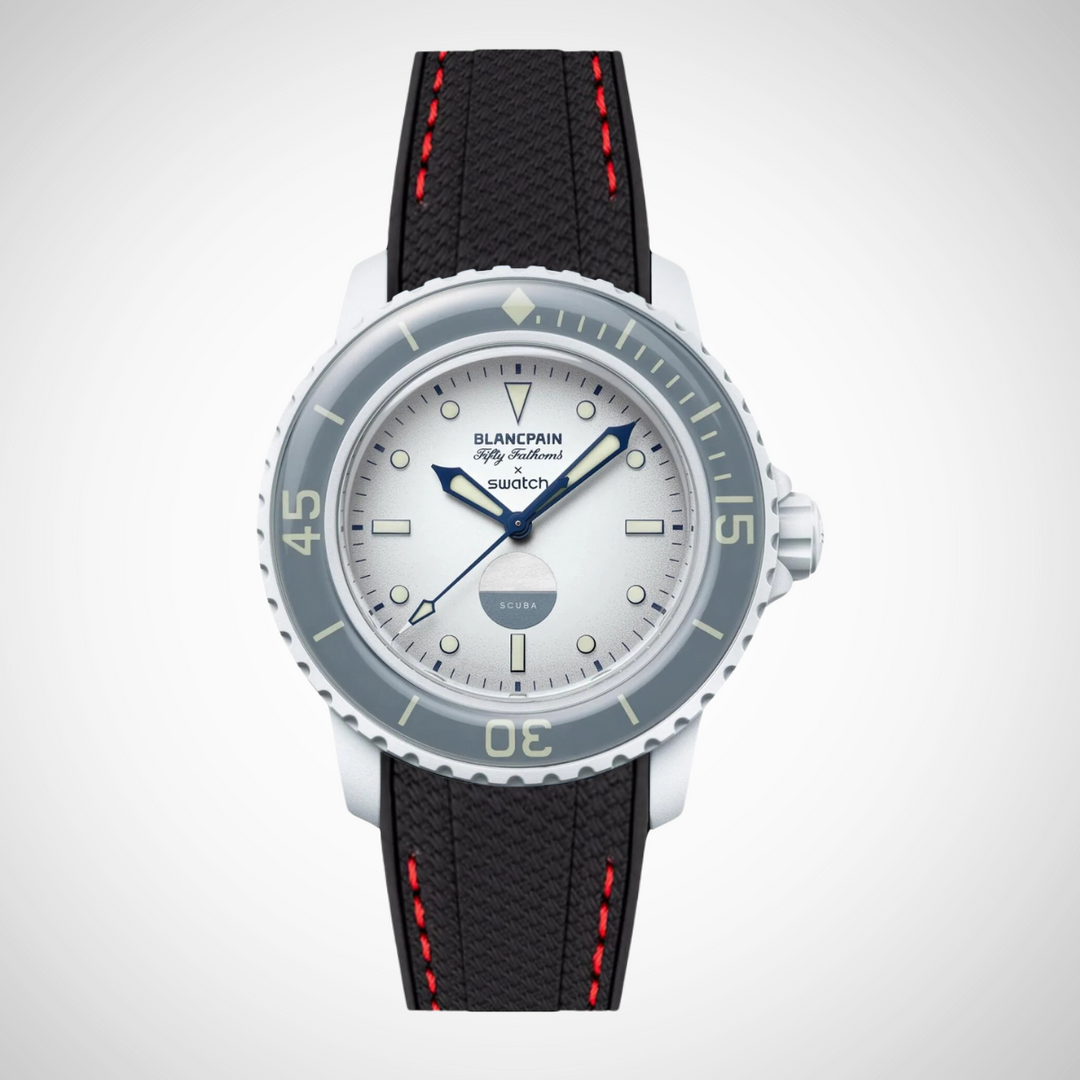 Rubber Flex Thread Curved Strap for Blancpain X Swatch Antarctic Ocean