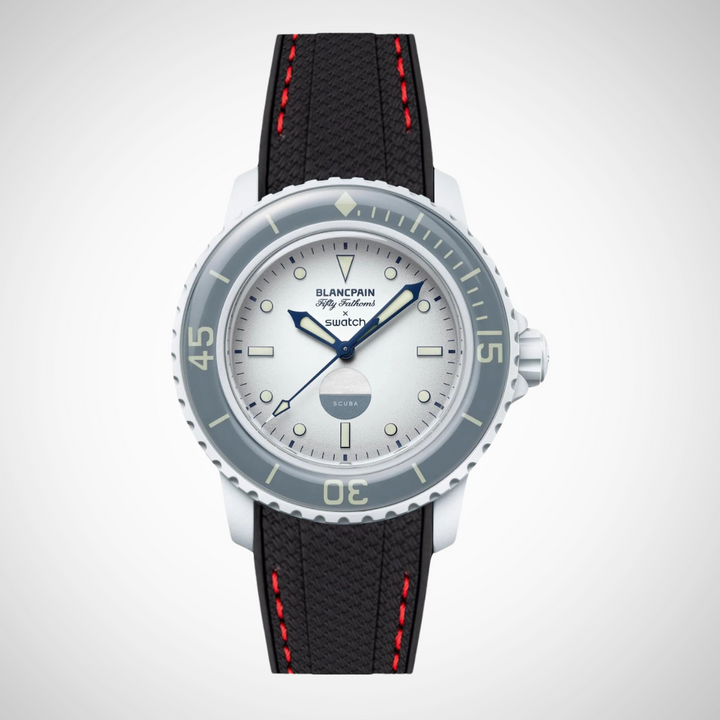 Rubber Flex Thread Curved Strap for Blancpain X Swatch Antarctic Ocean