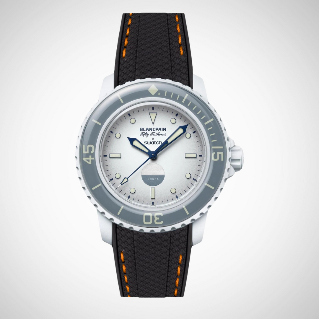 Rubber Flex Thread Curved Strap for Blancpain X Swatch Antarctic Ocean