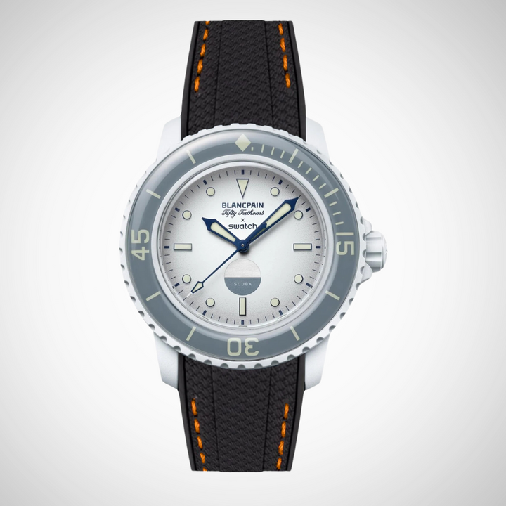 Rubber Flex Thread Curved Strap for Blancpain X Swatch Antarctic Ocean
