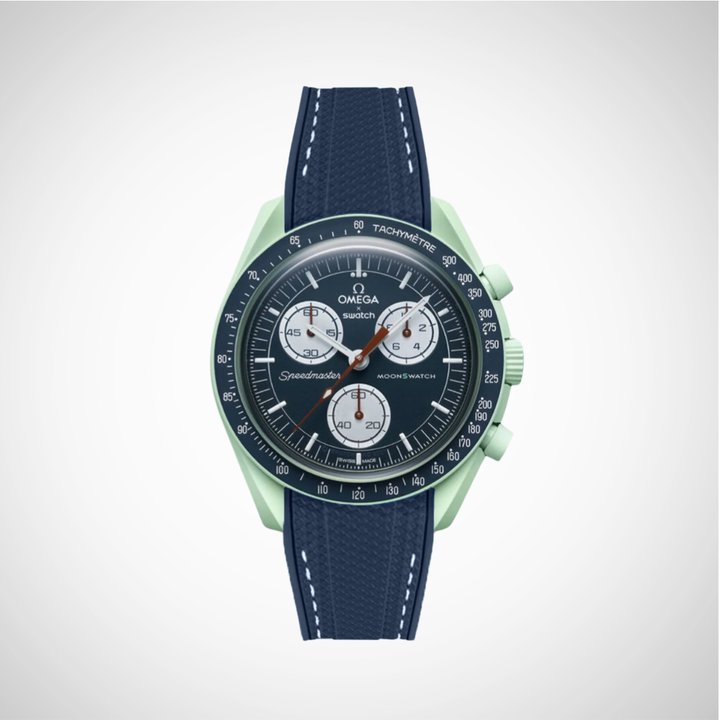 Rubber Flex Thread Curved Strap for Omega X Swatch MoonSwatch Mission on Earth