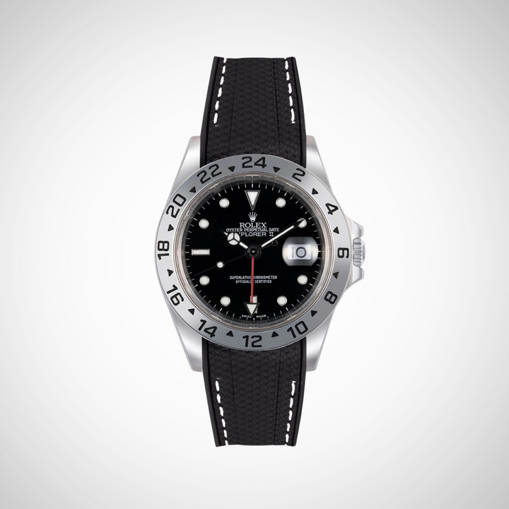 Rubber Flex Thread Curved Strap for Rolex Explorer II 16570