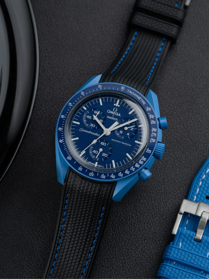 Rubber Flex Thread Curved Strap for Omega X Swatch MoonSwatch Mission to The Moonphase