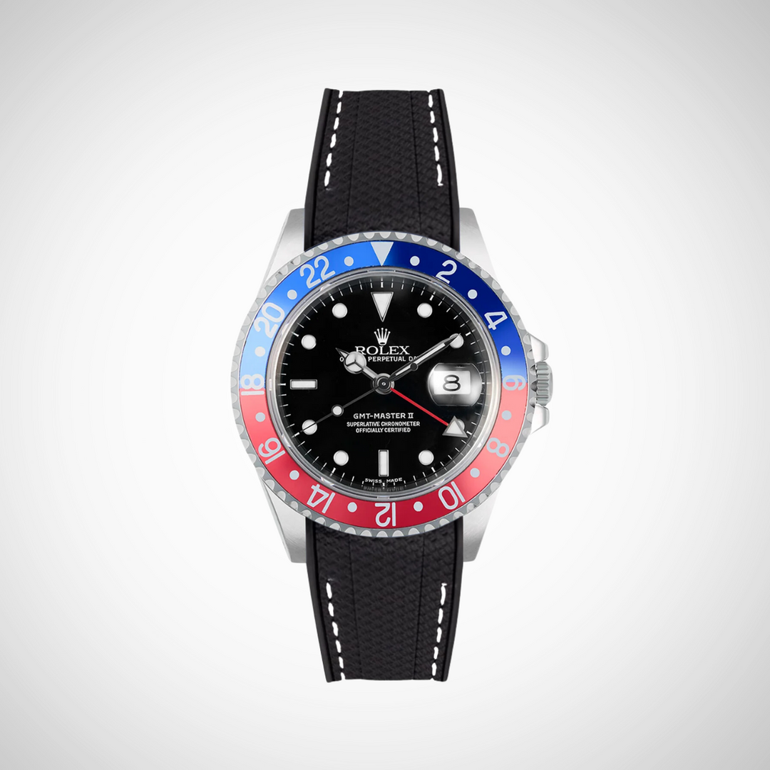 Rubber Flex Thread Curved Strap for Rolex GMT Master II 16710 Pepsi